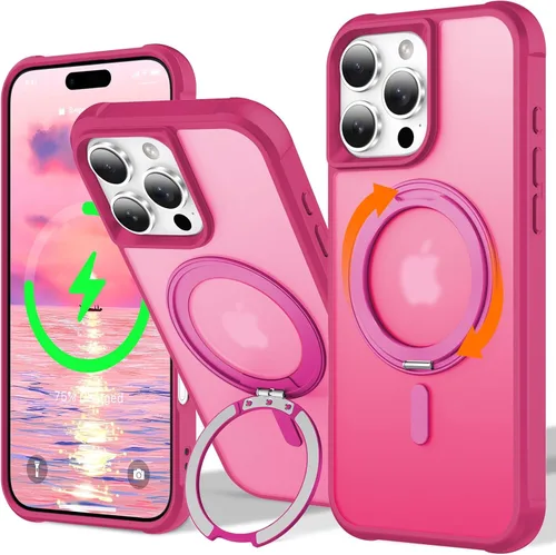 Vista 18 de UMIONE - Funda con diseño de anillo magnético giratorio de 360° para iPhone 11, soporte de bucle invisible integrado, compatible con Magsafe, funda