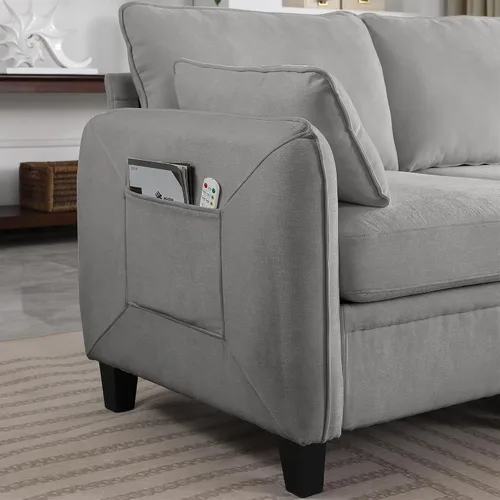 Vista 4 de 109 Inch L-Shape Chenille Modular Sectional Sofa, Reversible Chaise DIY Combination Deep Seat Couch with 2 Storage Ottoman for Living Room, Bedroom