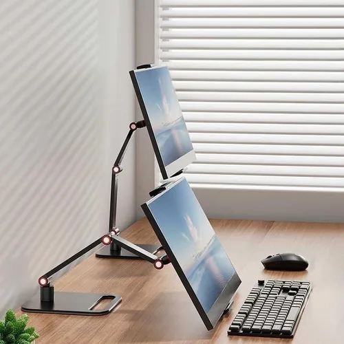 Vista 7 de UGIFT Soporte ajustable para tableta, soporte de escritorio multiángulo, giratorio de 360°, 4-12.9 pulgadas, negro