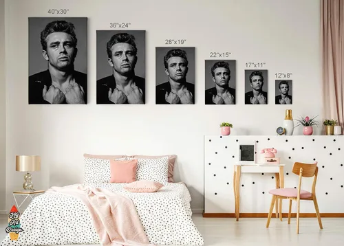 Vista 5 de HB Art Design Sesión de fotos sexy de James Dean en lienzo en blanco y negro, impresión artística de icono americano, sala de estar, dormitorio