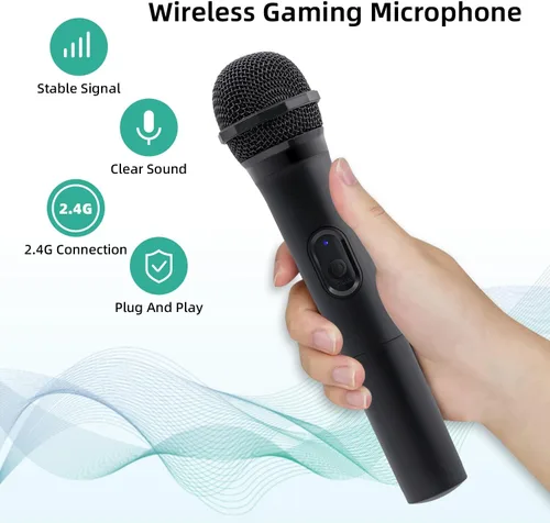 Vista 2 de Mcbazel Paquete de 2 micrófonos inalámbricos USB para juegos compatibles con Xbox Series XS, PS5, Switch OLED, NS Switch, PC, PS4, PS3, PS2, Xbox