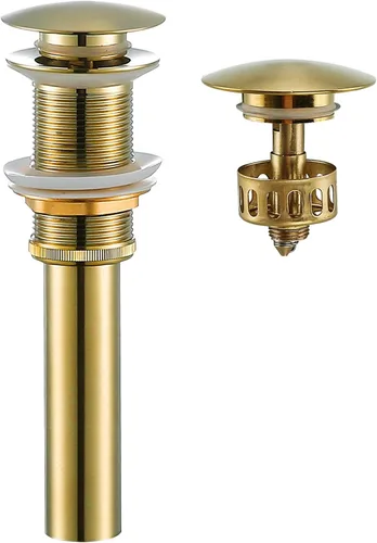 Vista 20 de Desagüe desplegable para lavabo de baño con desbordamiento, tapón de tocador de lavabo dorado oscuro cepillado, tapón de estilo rebote de latón