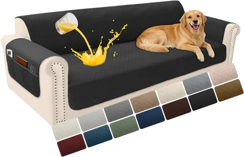 Vista 77 de Fundas de terciopelo 100% impermeables para sofá biplaza, fundas lavables para sofá de 2 plazas, fundas de sofá aptas para mascotas, protector