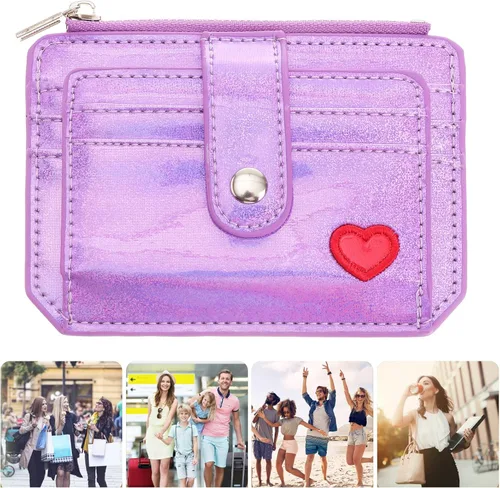 Vista 3 de TENDYCOCO - Monedero con clip para tarjetas de identificación y holograma para mujeres y niñas