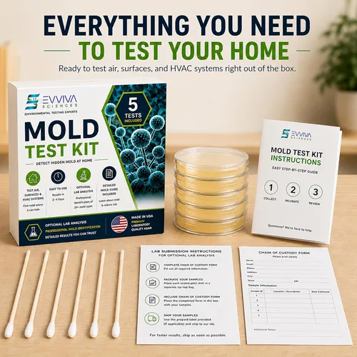 Vista 7 de Evviva Sciences - Kit de prueba de moho para el hogar, 5 pruebas de detección simples con análisis de laboratorio opcional (tarifa adicional)