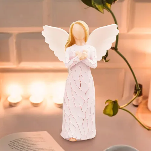 Vista 4 de Ángel del recuerdo, figura esculpida pintada a mano, regalo para expresar condolencia, comodidad, amor y curación