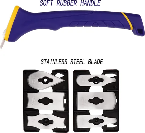 Vista 7 de MANUFORE Raspador De Pintura De Agarre Suave Con Contorno, 6 Piezas De Cuchillas De Acero Inoxidable Diferentes Para Eliminar Pintura, Barniz