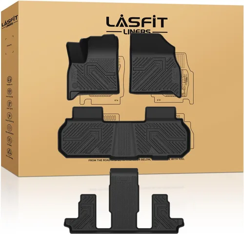 Vista 21 de LASFIT - Tapetes de suelo y maletero de auto, ajuste personalizado, de TPE, para todo tipo de clima, impermeable, juego completo, negros