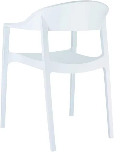 Vista 4 de Compamia Carmen - Silla de comedor para patio con asiento blanco brillante (juego de 2)