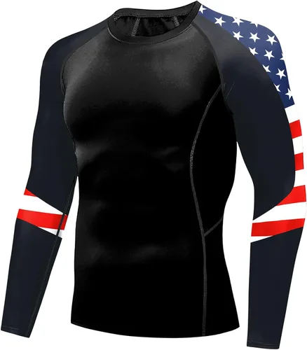 Vista 2 de Camisetas de manga larga para hombre, con protección solar UPF 50+, Jiu Jitsu, para deportes, fitness, gimnasio, natación