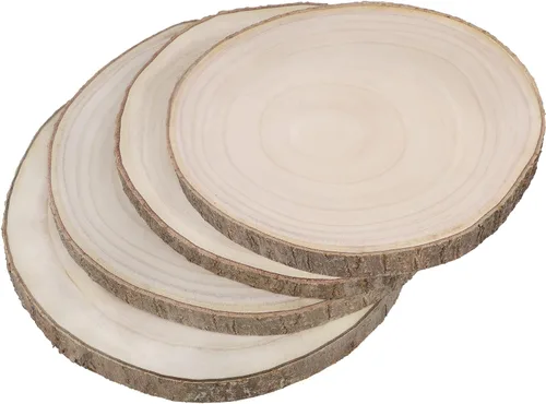 Vista 7 de Rebanadas de madera sin terminar, rebanadas de madera grandes para manualidades, centros de mesa de madera, losas de madera