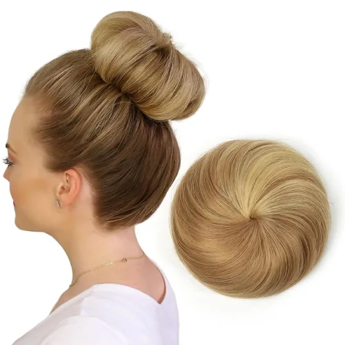 Vista 19 de Moño de Cabello Humano 100%, Moño Desordenado Pieza de Cabello Extensiones de Cabello Humano Real Moño de Cabello Rizado Natural Piezas de Cabello
