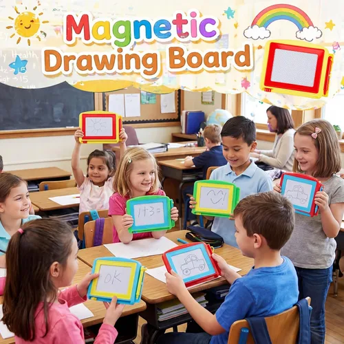 Vista 3 de Tinlade Paquete de 12 mini tableros magnéticos de dibujo para niños, pequeño boceto borrable, bloc de escritura, juguete de pintura a granel, regalo