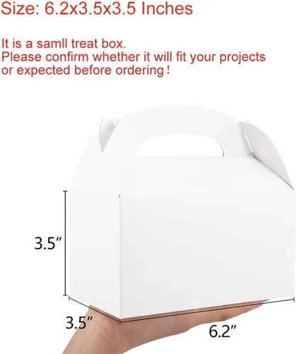 Vista 2 de ValBox Paquete de 30 cajas de regalo de papel blanco a dos aguas, caja de regalo para fiestas de cumpleaños de niños, boda, baby shower, 6.2 x 3.5 x