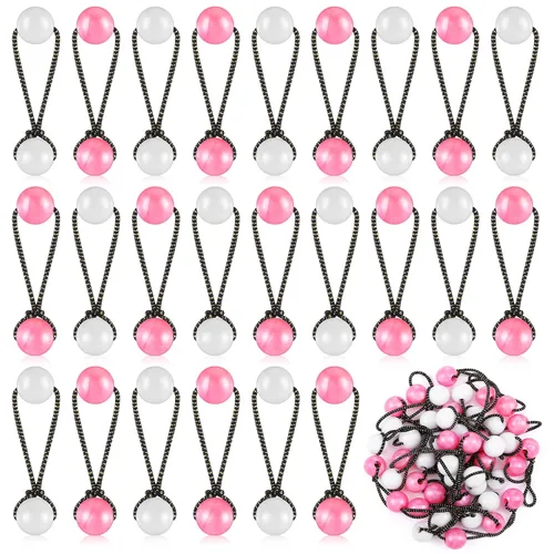 Vista 11 de Jutom - Juego de 24 lazos de burbujas para el cabello para niñas, cuentas dobles, blanco y negro 20mm Elastic Ponytail Holders, 80s 90s Retro