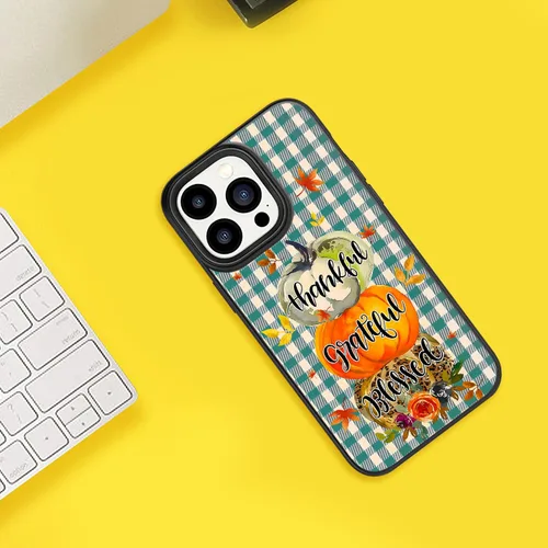 Vista 4 de Thankful Grateful Blessed Fall Pumpkins Thanksgiving Plaid Funda para iPhone 16, 15, 14, 13, 12, 11 Pro Max, Galaxy S25 S24 S23 S22 S21 FE Plus A16