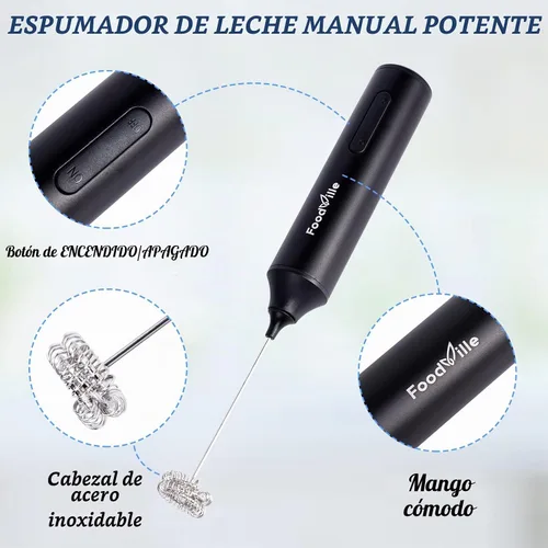 Vista 3 de FoodVille MF05 Espumador de Leche Recargable con Carga USB Batidor de Espuma Manual con Batidor de Globo de Acero Inoxidable para Capuchino, Latte