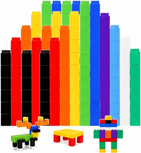 Vista 7 de Jenaai 300 cubos de conteo, bloques de conexión de plástico, cubos de matemáticas coloridos, manipuladores de matemáticas, suministros