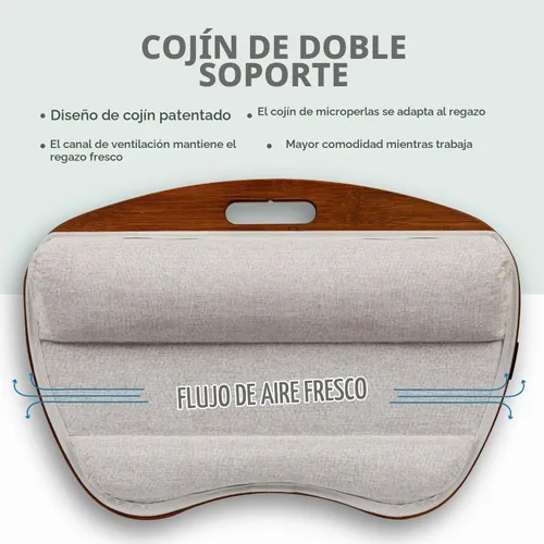 Vista 4 de LapGear Extra Large - Escritorio de regazo de bambú - Castaño - Se adapta a laptops de hasta 17.3 pulgadas - Número de estilo 91692