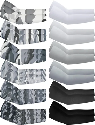 Vista 8 de Newcotte 12 pares de mangas de compresión para niños, manga de compresión de fútbol, béisbol, manga de brazo para jóvenes, protección UV