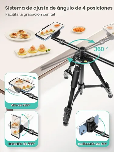 Vista 4 de Elitehood Trípode para iPhone para grabación de video aérea [resistente y ultraestable], brazo horizontal largo extensible de 25 pulgadas, soporte