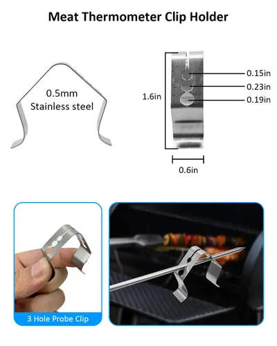 Vista 3 de 2 piezas de repuesto de sonda de carne de temperatura para parrilla de pellets de madera Rec tec Apto para accesorios de parrilla Recteq, con 2