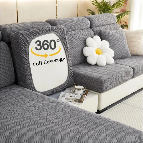 Vista 2 de Fundas de cojín universales para sofá 2024, lavables, fundas de sofá de 360°, impermeables, mágicas para sofá seccional de 1/2/3, protector de Gris