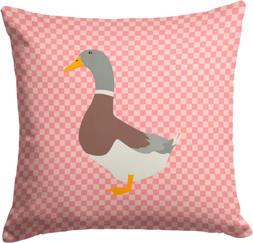 Vista 168 de Caroline's Treasures BB8163PW1414 Beltsville - Almohada decorativa de tela a cuadros pequeños, color blanco, pavo y gallina azul, lavable a máquina