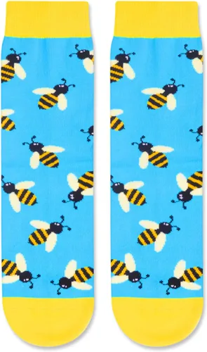 Vista 3 de HAPPYPOP Calcetines divertidos para niños y niñas, calcetines de abeja, calcetines locos para niños, regalos de abejorro, calcetines divertidos