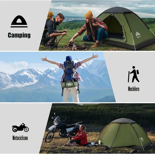 Vista 6 de Night Cat Tienda de Campaña para Mochileros para Una o Dos Personas, Liviana, Impermeable, para Acampar, Senderismo, para Adultos, Niños, Scouts