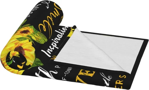 Vista 5 de Regalos de girasol para mujer, manta curativa positiva de girasol, cumpleaños para mujeres y mamá, mantas de franela suave con girasoles decorativos