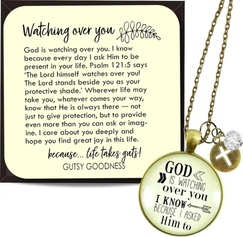 Vista 11 de Gutsy Goodness Faith He Cares - Collares hechos a mano con mensaje para mujer cristiana