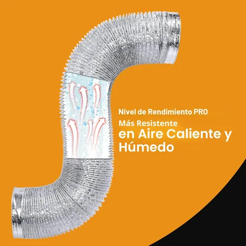 Vista 5 de Manguera de ducto de ventilación de secadora flexible de 4" de servicio pesado para espacio reducido de 3 pies, kit de ductos de papel de aluminio