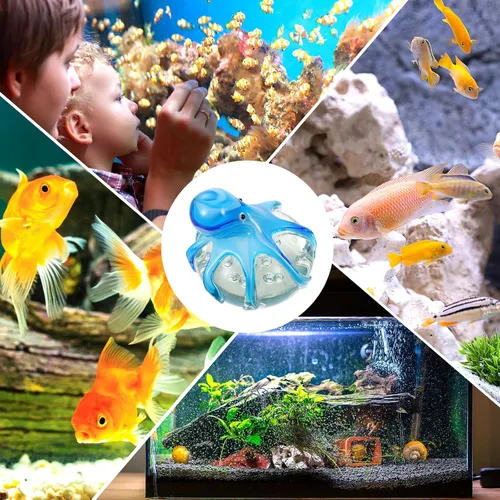 Vista 3 de Figura de pulpo de vidrio: Pulpo de vidrio soplado a mano Artesanías de pisapapeles Escultura de animales marinos para pecera Decoración del hogar