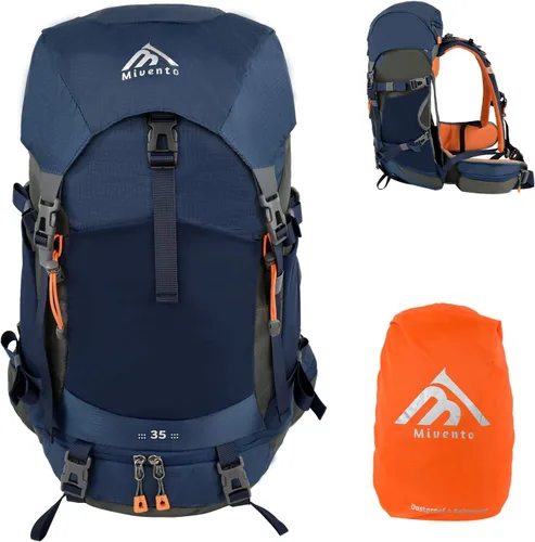 Vista 11 de Mochila de senderismo 30+5L para mujeres Mochila impermeable para acampar Negro