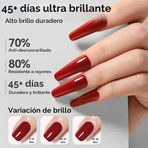 Vista 8 de Born Pretty Juego de Base y Capa Superior de 2 Piezas, Capa Superior de Alto Brillo, Gel Base para Uñas de Larga Duración con Acabado Brillante