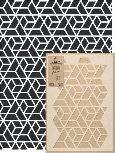 Vista 6 de NAKLEO Plantilla de pintura de pared de tamaño grande, 23.2 x 37.4 pulgadas, plantilla hexagonal de plástico reutilizable, papel tapiz