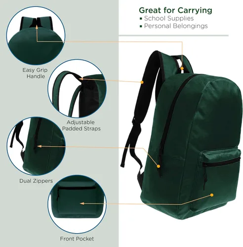 Vista 2 de Mochilas escolares de 17 pulgadas para niños, mochilas a granel para estudiantes de primaria, media y secundaria en varios colores, Gris-oscuro