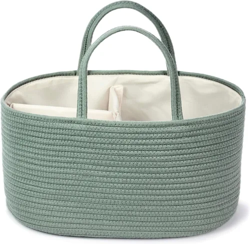 Vista 17 de Diaper Caddy Organizer, Empty Gift Basket with Gift Wrap for Newborn Essentials, Baby Storage Basket, Stylish Gift Bag for Baby Shower, Boys and
