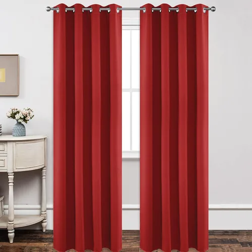 Vista 116 de Joydeco - Juego de 2 paneles de cortinas opacas de 63 pulgadas, 2 cortinas largas con aislamiento térmico burg, cortinas de oscurecimiento