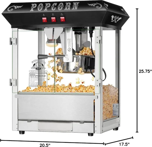 Vista 10 de Máquina de palomitas de maíz, encimera, vintage negro.