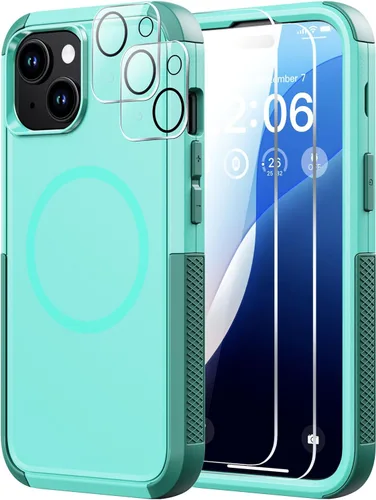 Vista 24 de Diverbox Funda para iPhone 13 [compatible con MagSafe] [con protector de pantalla] [a prueba de golpes] [a prueba de caídas] Funda de protección