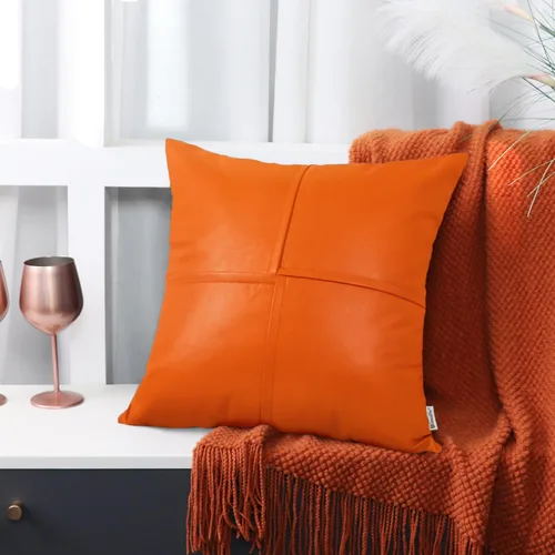 Vista 36 de BRAWARM Fundas de Almohada Decorativas de Cuero Sintético 12 X 20 Pulgadas, Fundas de Almohada Lumbar de Cuero Naranja Paquete de 2, Almohadas