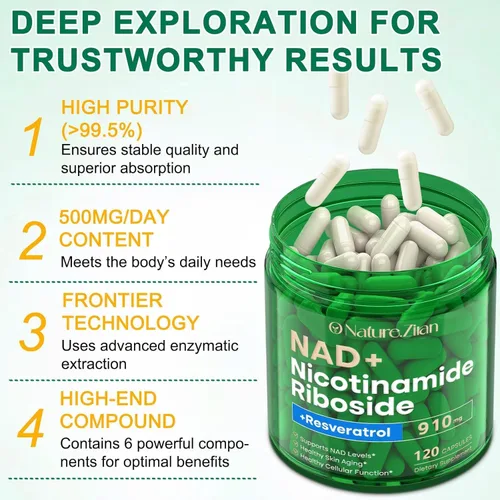 Vista 5 de O NATURE . ZIRAN Suplemento NAD - Ribosida de nicotinamida liposomal, resveratrol, quercetina, NAD nicotinamida ribósido resveratrol 900 mg