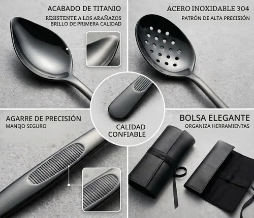 Vista 3 de Kit de cuchara de galjanoplastia culinaria, kit de cucharas de baño de lujo (3)