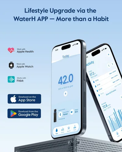 Vista 2 de BOOST - Botella de agua inteligente que te recuerda que debes beber, botella aislada al vacío de acero inoxidable sin BPA de 24 onzas, botella