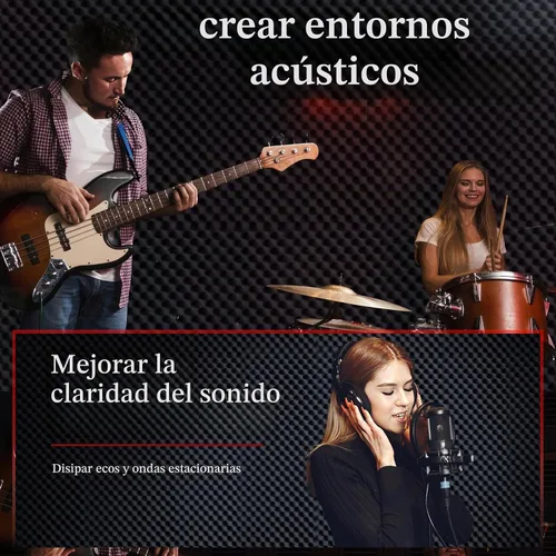 Vista 7 de Paneles de espuma acústica a prueba de sonido para paredes, 48 x 24 x 2 pulgadas, paneles de espuma acústica de alta densidad (paquete de 1)