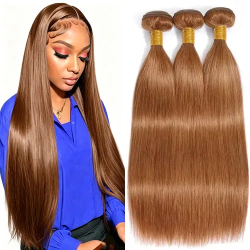 Vista 183 de P4613 Cabello humano rizado onda profunda marrón y paquetes mixtos 8 10 12 P4613 Ombre Marrón-Rubio-DP