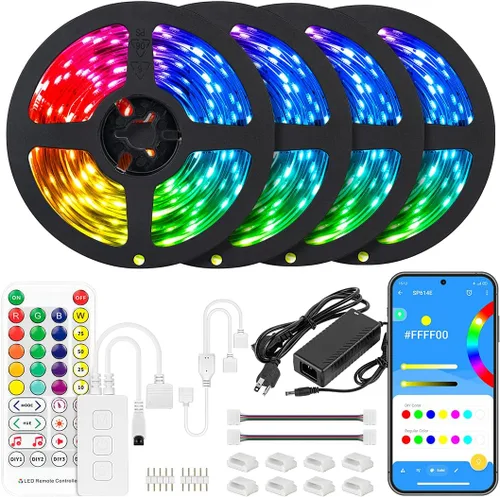 Vista 8 de BTF-LIGHTING RGBW Bluetooth Music APP Tira de luces LED RGB+blanco cálido 3000K 4 colores en 1 tira de luces LED que cambian