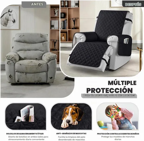 Vista 4 de TAOCOCO - Funda antideslizante para silla reclinable, funda para sofá, funda para silla reclinable pequeña con correas elásticas, protector